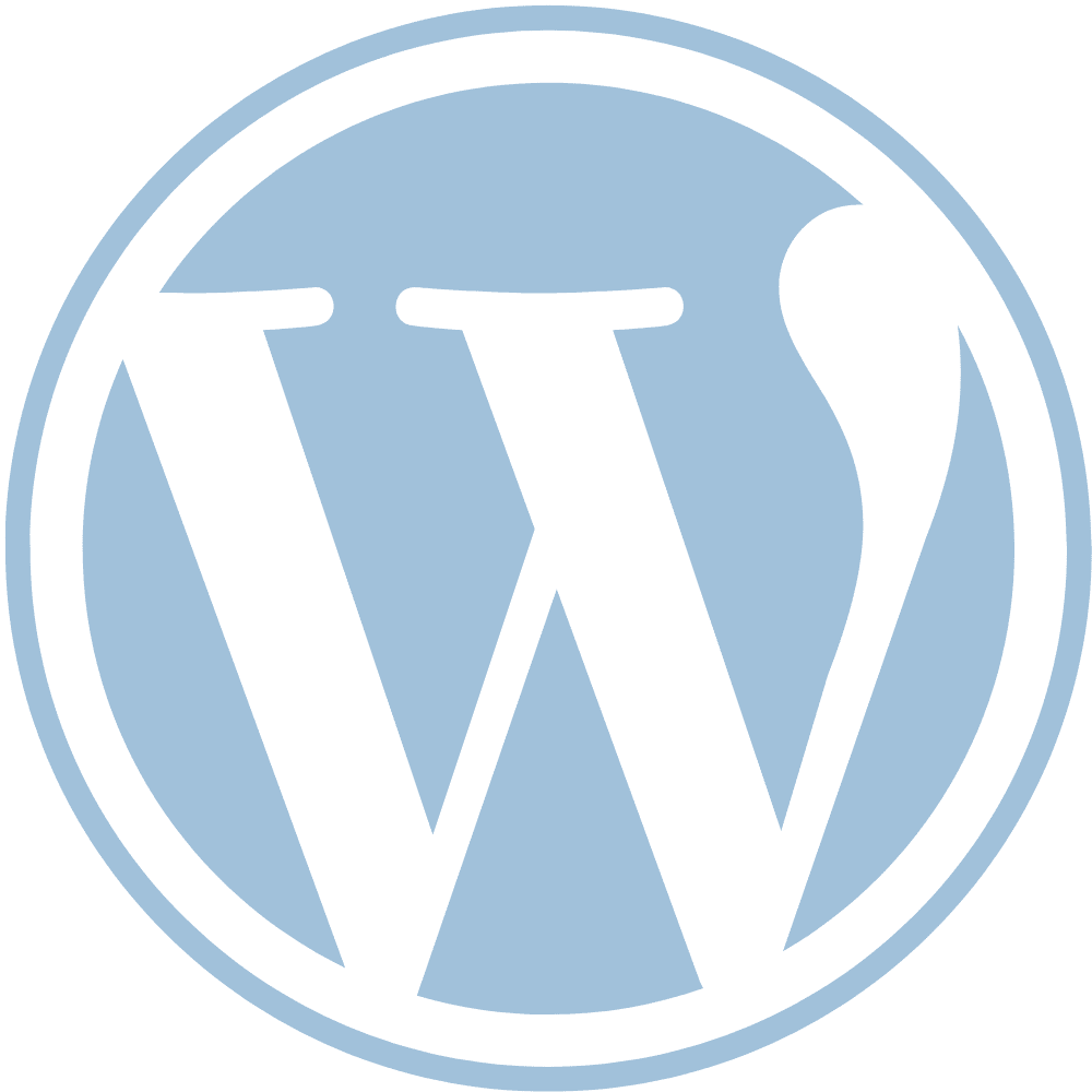 Logo von WordPress, ein W in einer blauen Kreisform, zur Optimierung der WordPress SEO.